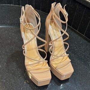 Jessica Simpson Elegant Tan Strappy Heels NEW
